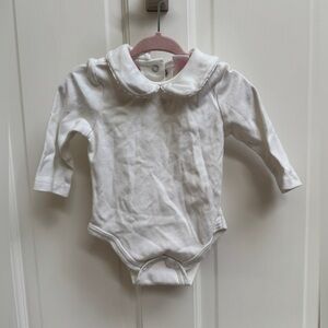 Cuddle Bear 12M Girls White Collar Long Sleeve Onesie Bodysuit
